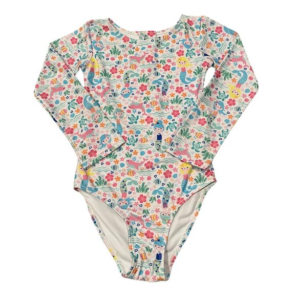 Girl's UPF 50+ Charlie Long SleeveRash Guard Swimsuit Mermaid Print - Picture 1 of 3
